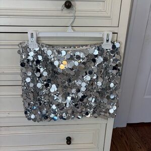 Edikted Silver Sequin Mini Skirt